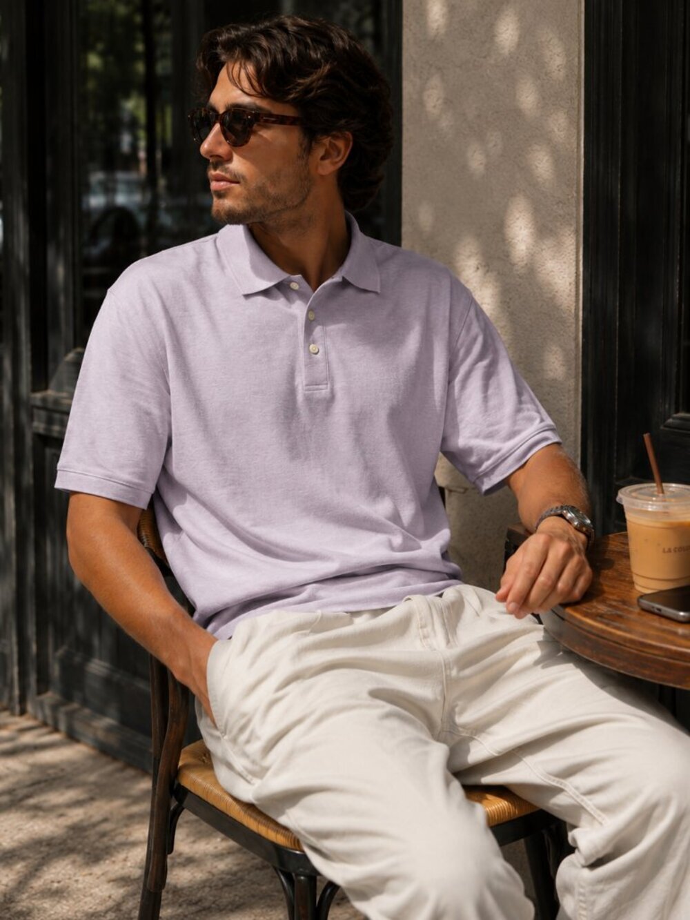 George Men's Pique Polo Shirt 2XL Purple Cloud Heather Classic Fit Stretch NWT